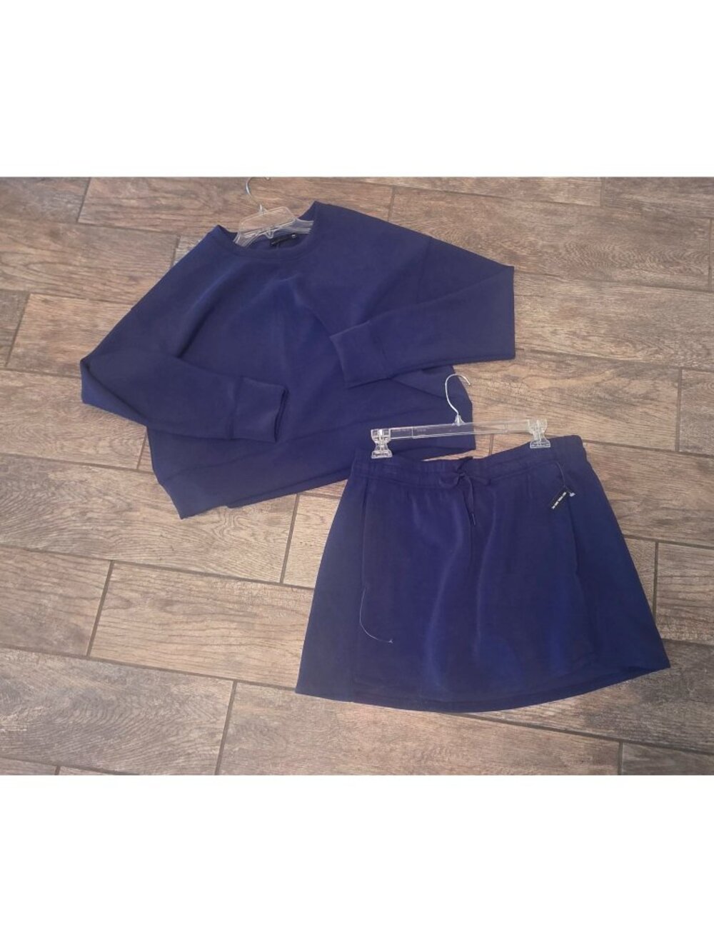 Bailey 44 Blue Modal Blend Matching Active Set Sweater Skorts size XL EUC